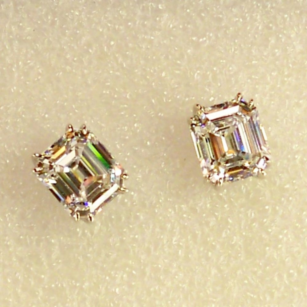 NEW Bella Luce Jonker Cut Platineve Simulated Diamonds Silver Stud Earrings